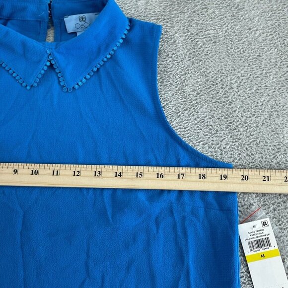 Sleeveless Collared Blouse By CeCe In Santorini Sky Blue Size M NWT 5637 - Picture 8 of 10